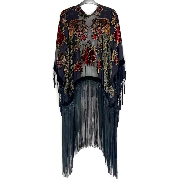 Hand crafted Boho Peacock Tassel Fringe Kimono - Picture 7 of 14